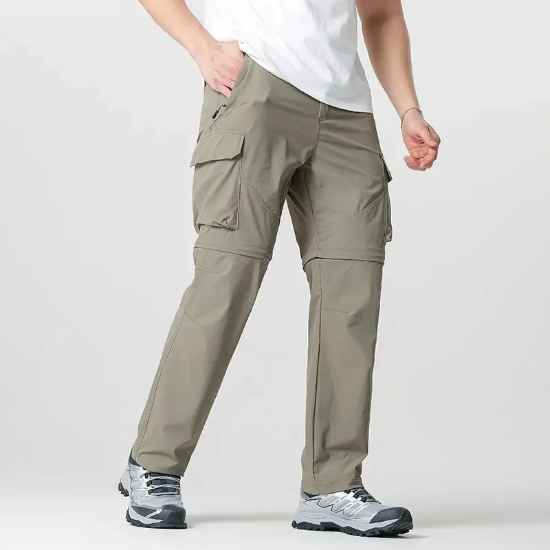 Men's cargo hiking pants, olive green, with large cargo pockets for outdoor adventures