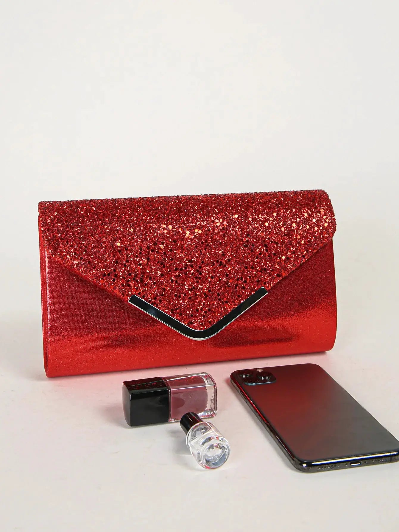 Red sequin envelope clutch purse for women; party evening bag by Simples Market