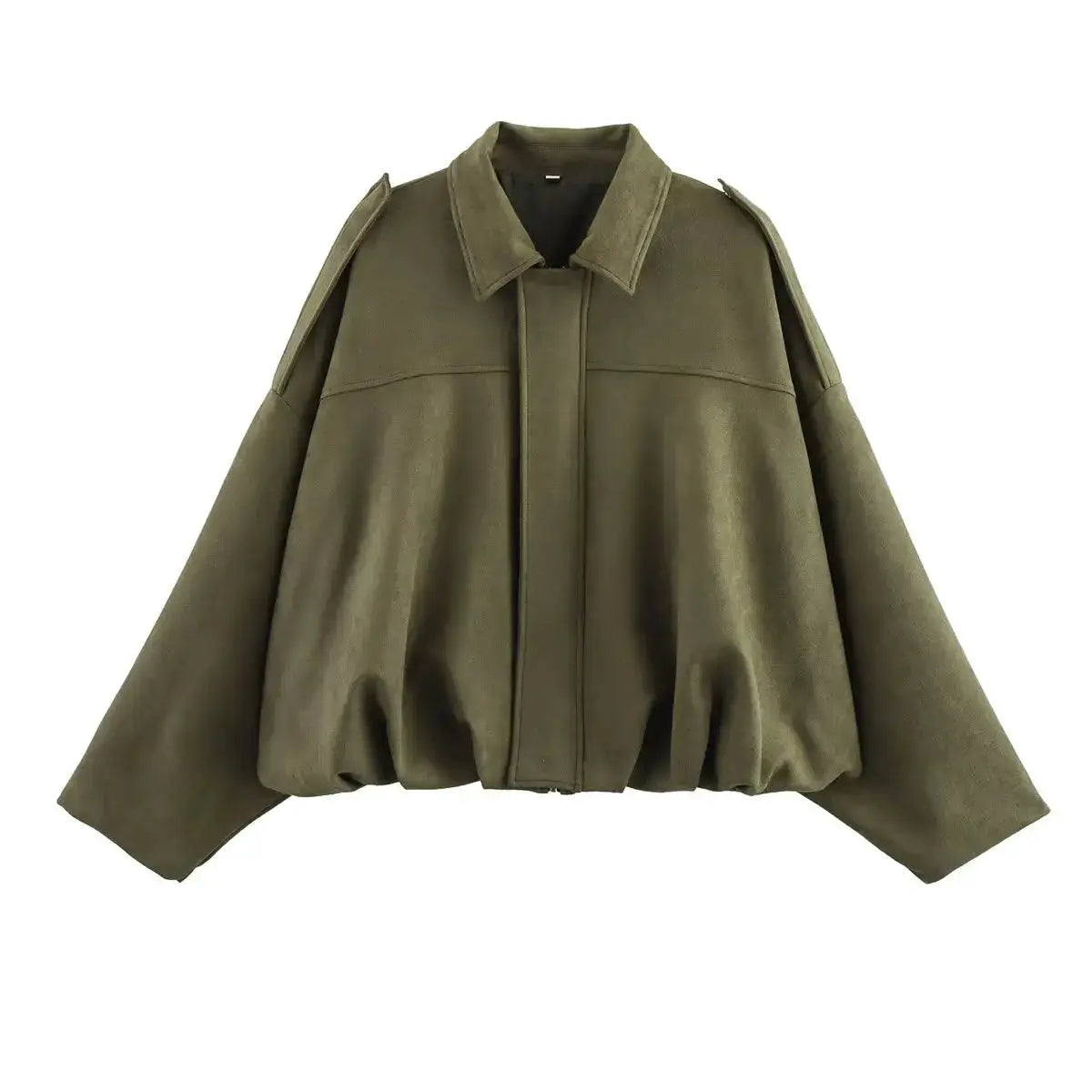 Duoperi Womens 2025 Solid Bomber Jacket Lapel Collar Long Sleeves Casual Chic Elegance For Autumn Winter