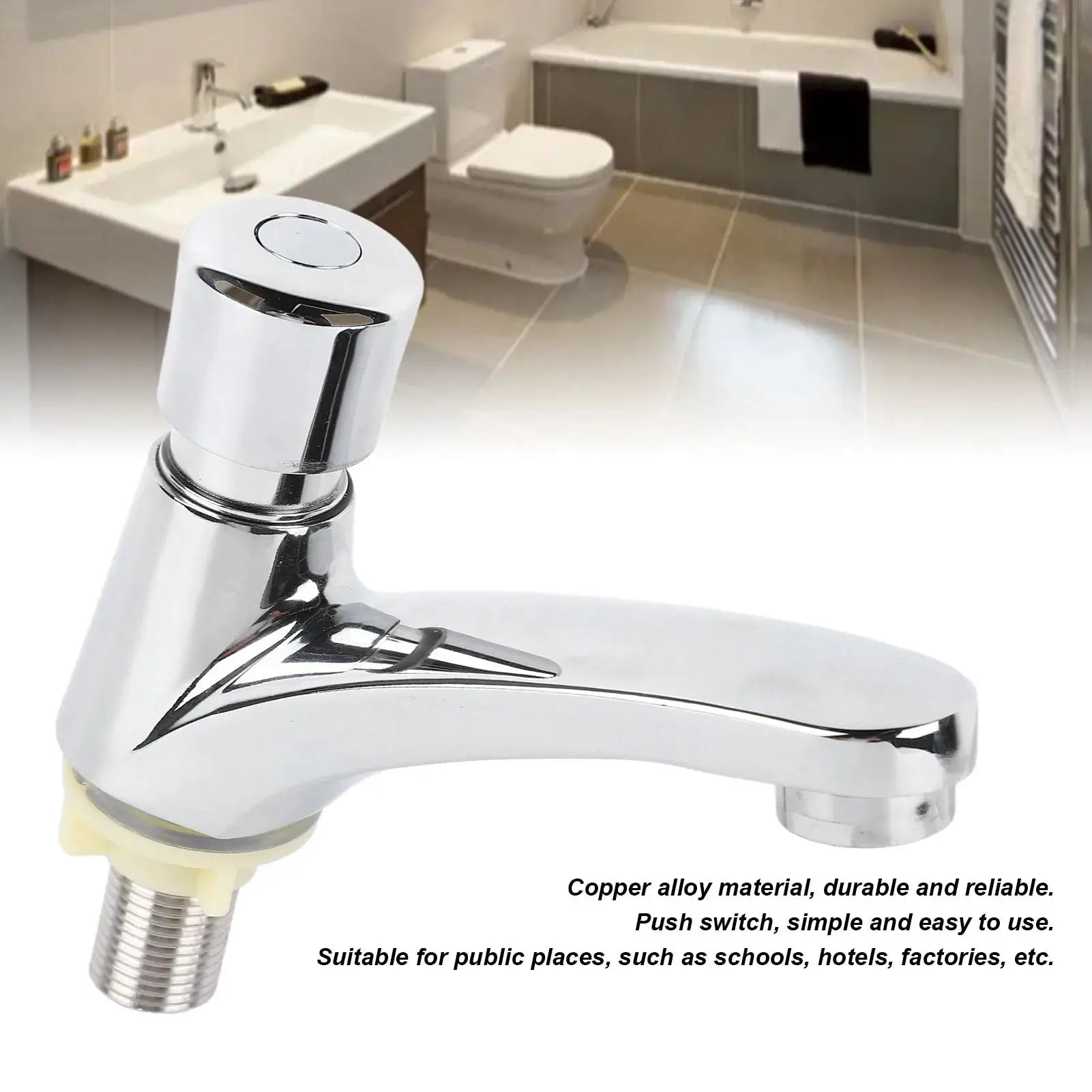 Time Delay basin sink faucet, copper alloy with push switch, chrome finish