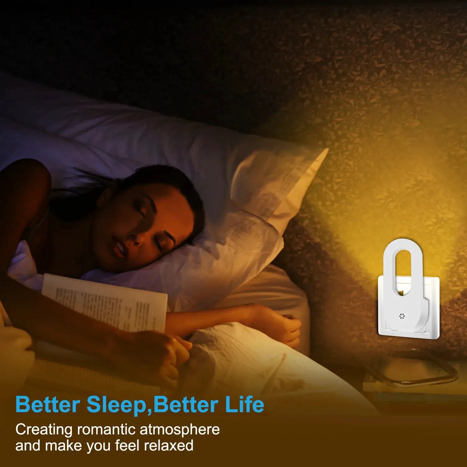 Simples Market wall night light with twilight sensor, EU/US plug, warm white lamp (1pc)