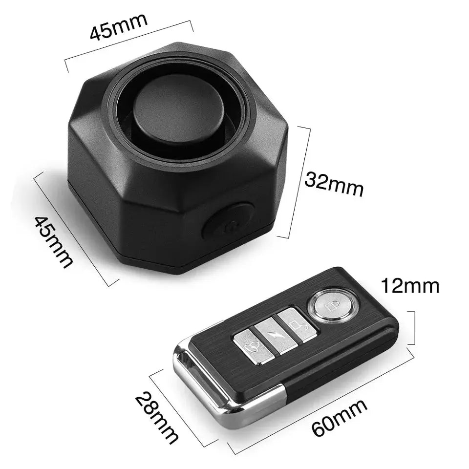 Simples Market Hollarm wireless bike vibration alarm system with USB charging and remote fob, black – 2-piece set