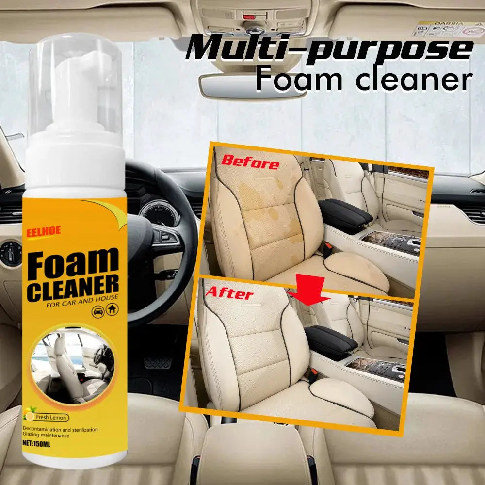 Simples Market foam cleaner spray for car interior and leather; yellow bottle with foam cleaner label.