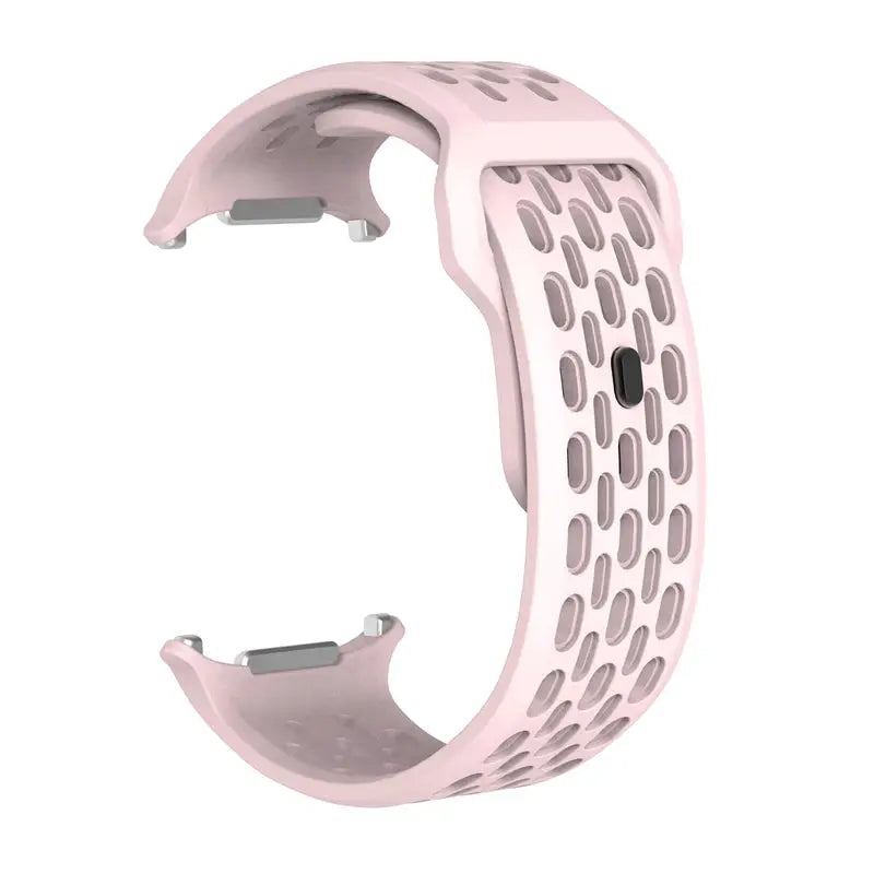 Pink silicone Marine Band strap for Samsung Galaxy Watch Ultra 47mm, perforated sport bracelet.