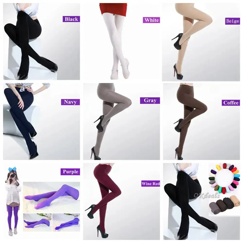 Women Black Opaque Tights 120D Seamless Pantyhose Winter Warm Nylon Stockings Footed Thick