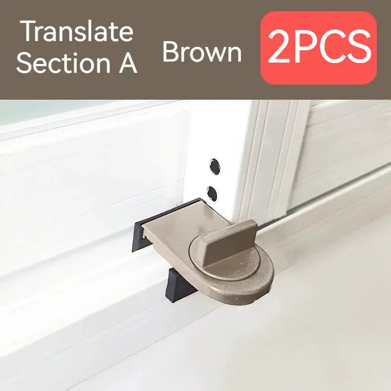 Sliding sash stopper lock, brown bronze finish, for cabinet/window security, 2 pieces