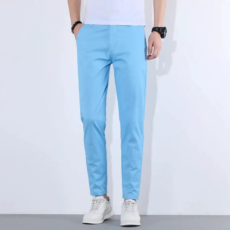 HIQOR Man Pants light blue cotton casual long trousers for men by Simples Market