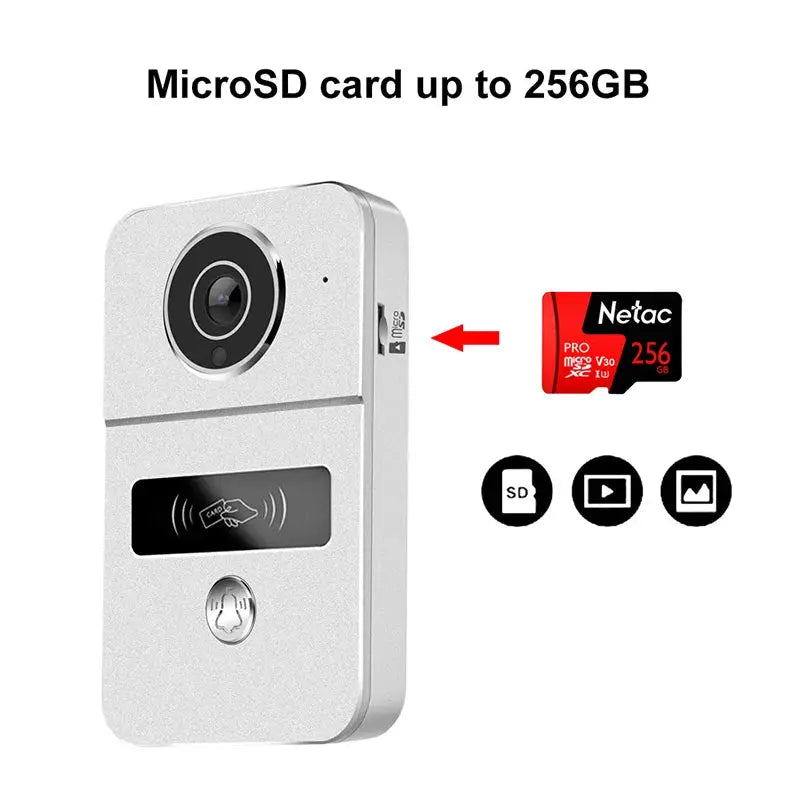 Tuya Smart 1080P Doorbell Camera by Simples Market, silver finish with microSD up to 256GB