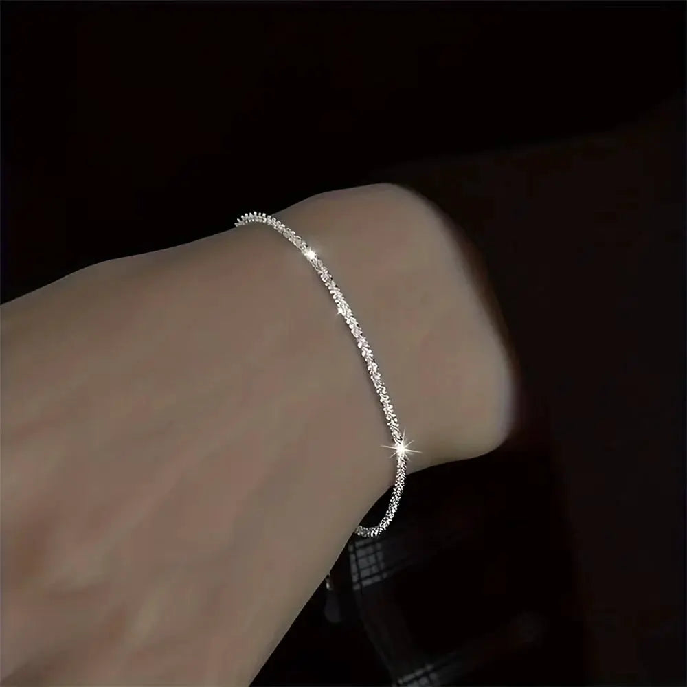 Silver Plated Collarbone Chain Necklace And Bracelet Set Minimalist Starry Sky Jewelry For Women