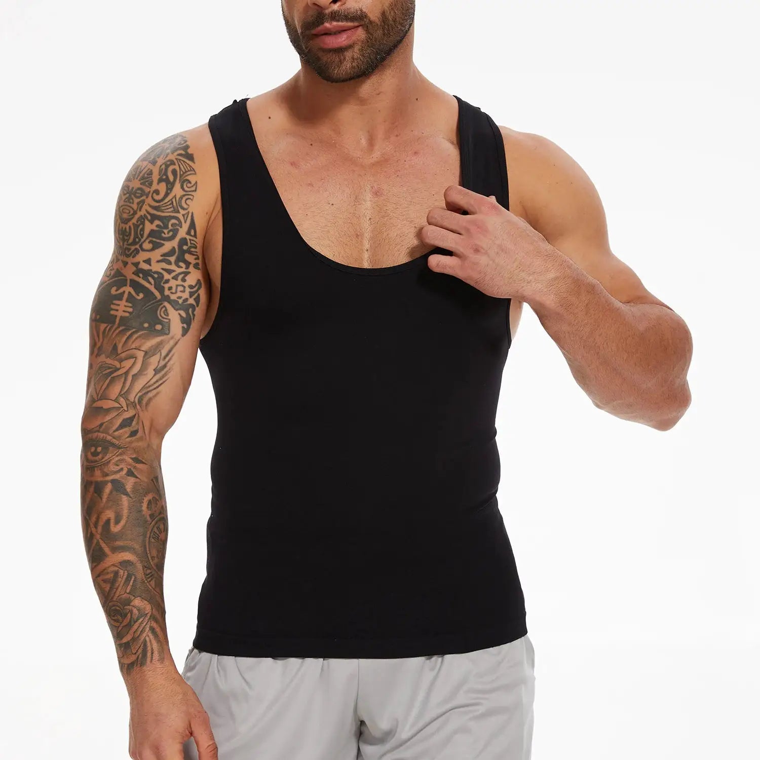 Simples Market men's black shapewear compression tank top for tummy control