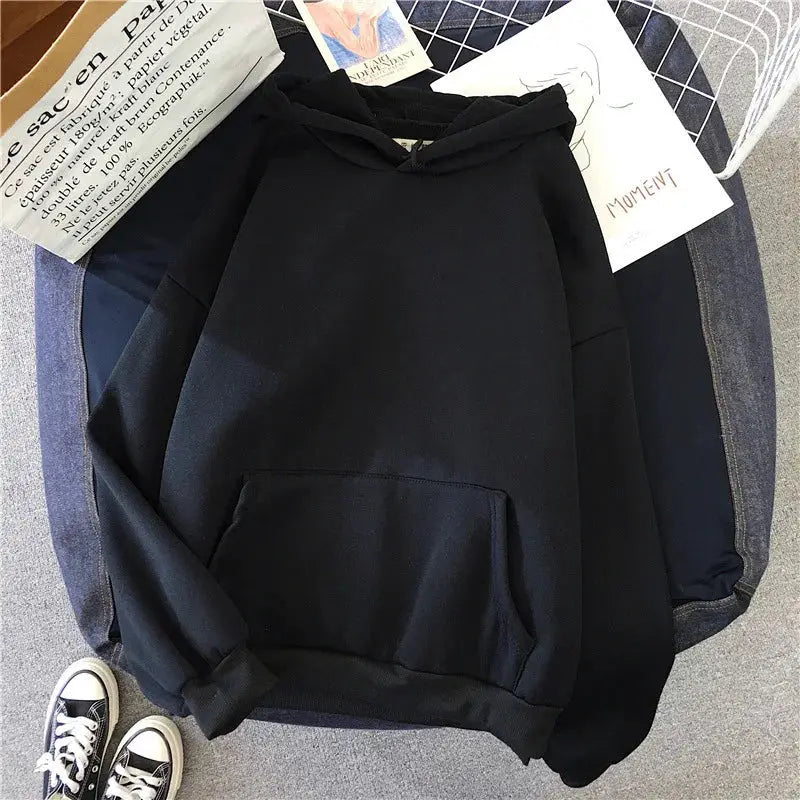 UrbanEase Casual Womens Solid Hoodie Loose Fit Hooded Sweatshirt With Pockets For Warm Autumn Style