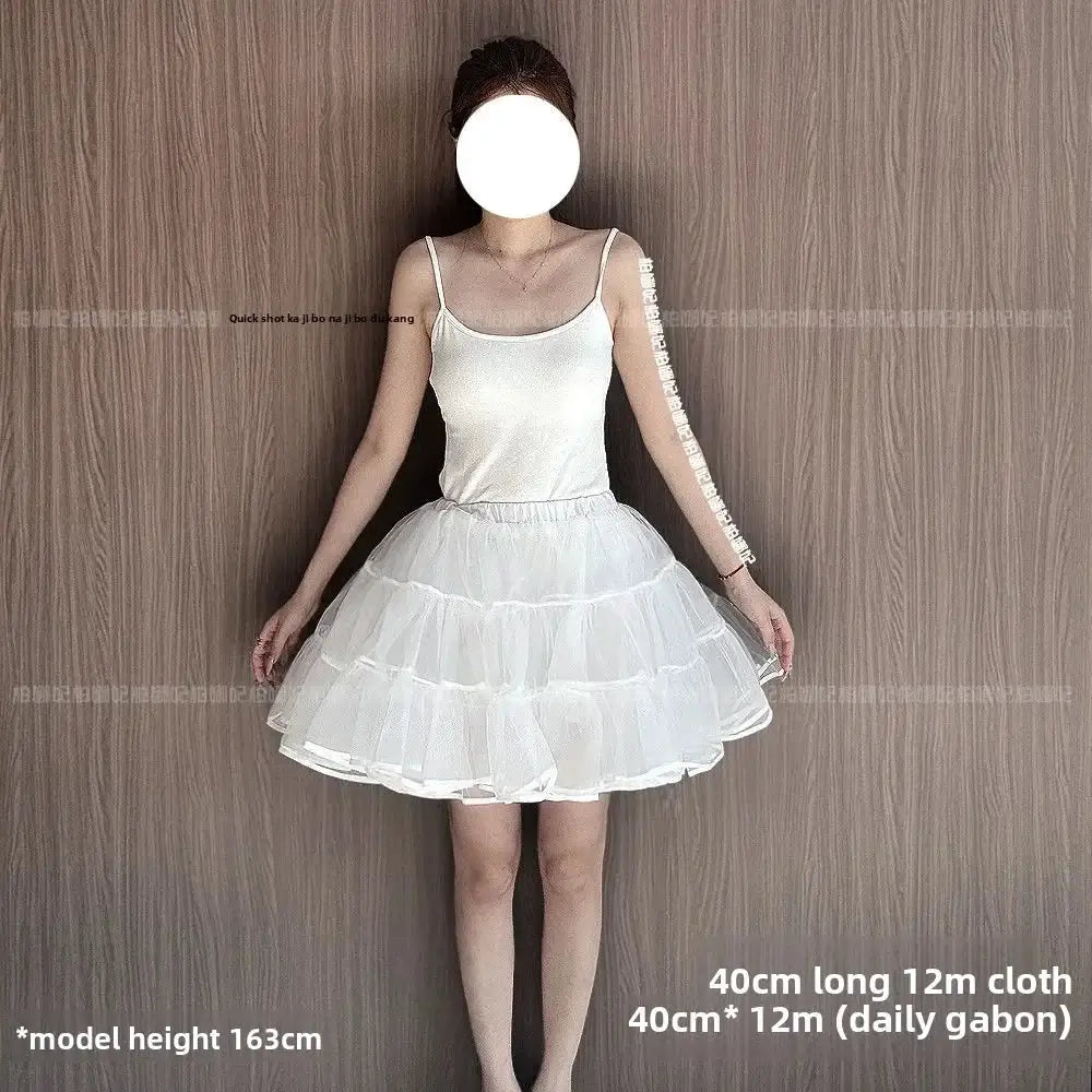 Simples Market Lolita Petticoat underskirt, white layered tulle crinoline for a fluffy short skirt