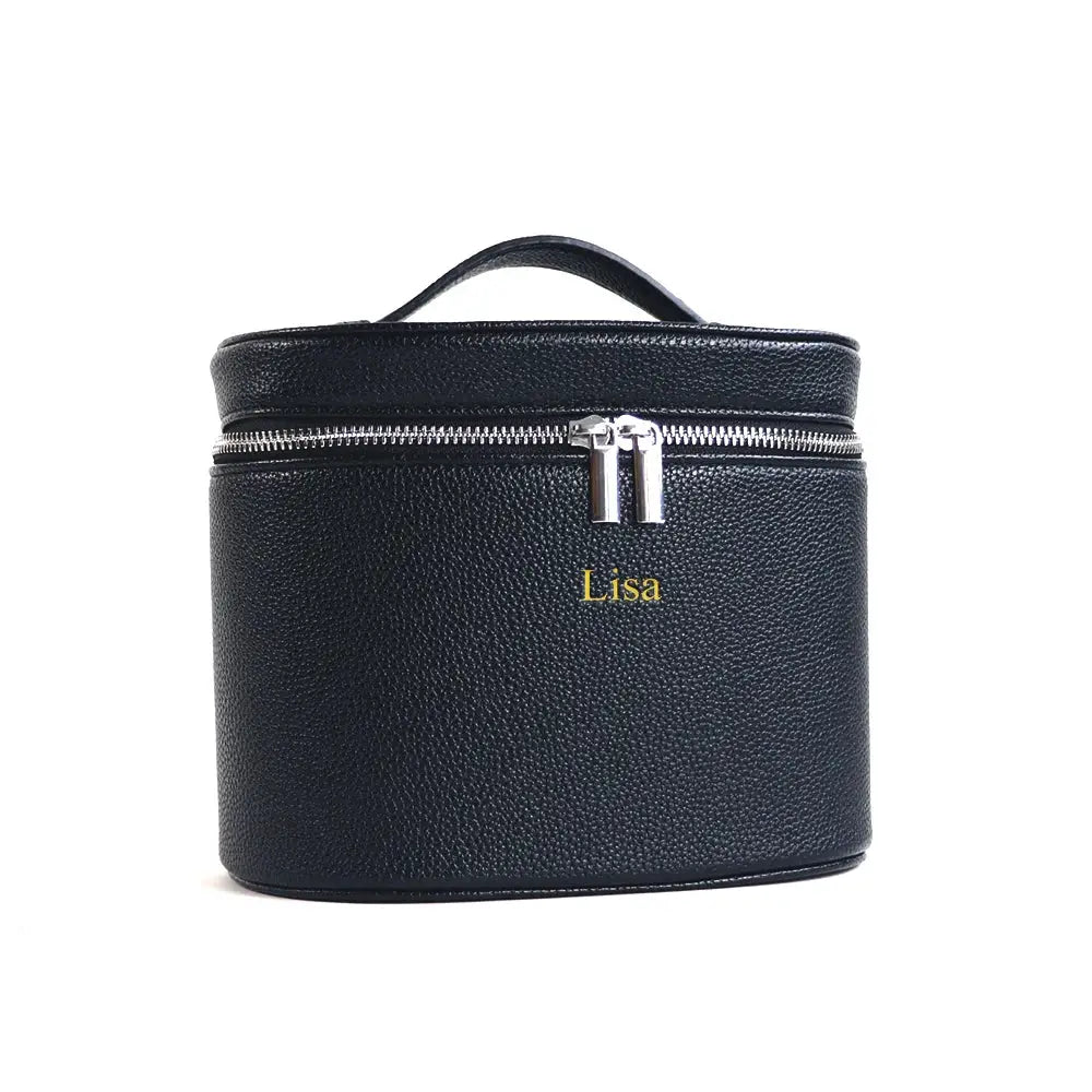 VoyageLux PU Leather Cosmetic Box With Internal Organizer Large Capacity Travel Makeup Bag With Customizable Names