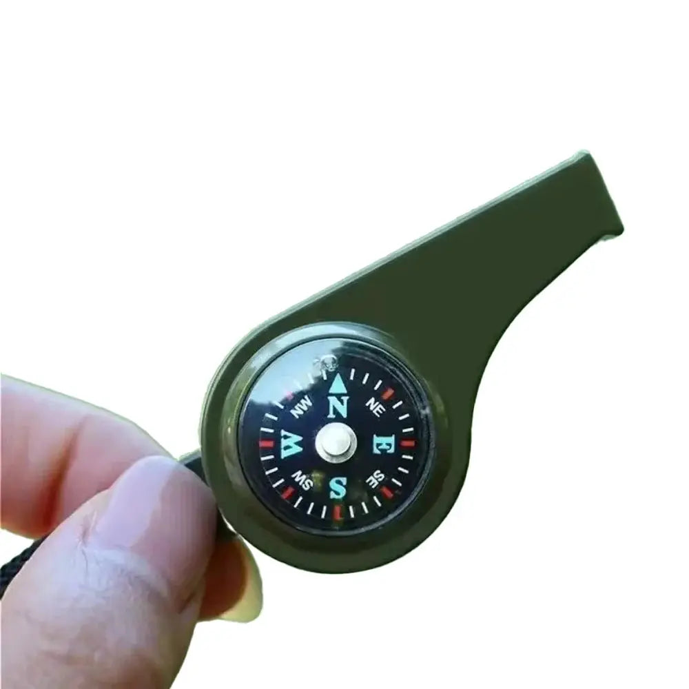 3in1 outdoor emergency whistle with compass, olive green, Simples Market, for camping and hiking