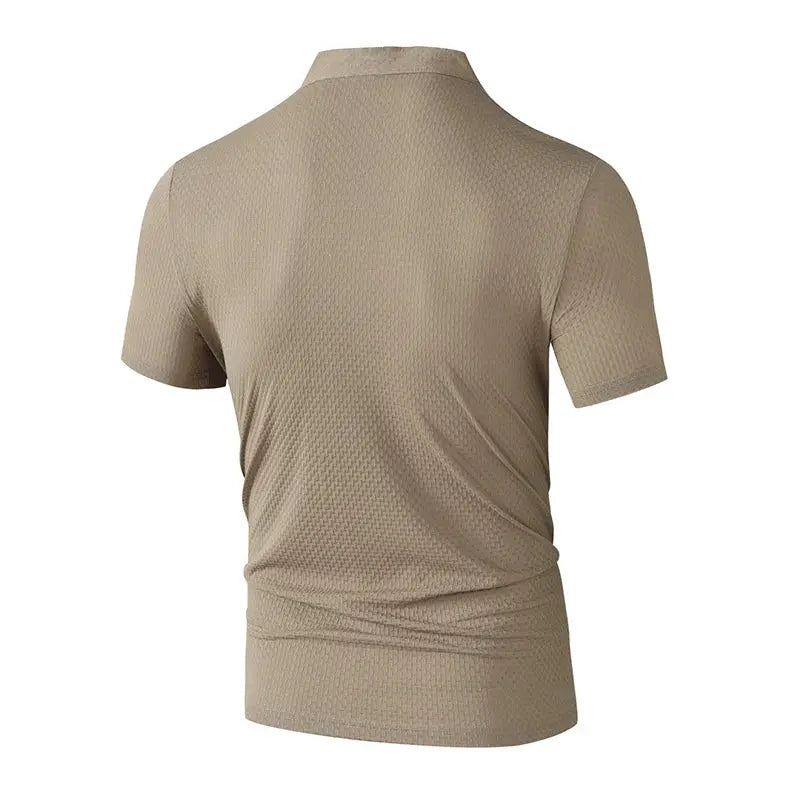Men's polo shirt, Simples Market, beige bone color with breathable textured knit, short sleeves