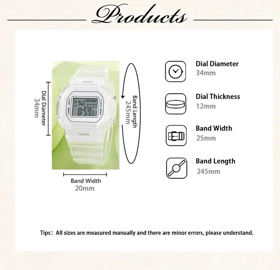 LED Digital Watch for Men and Women in white silicone band by Simples Market