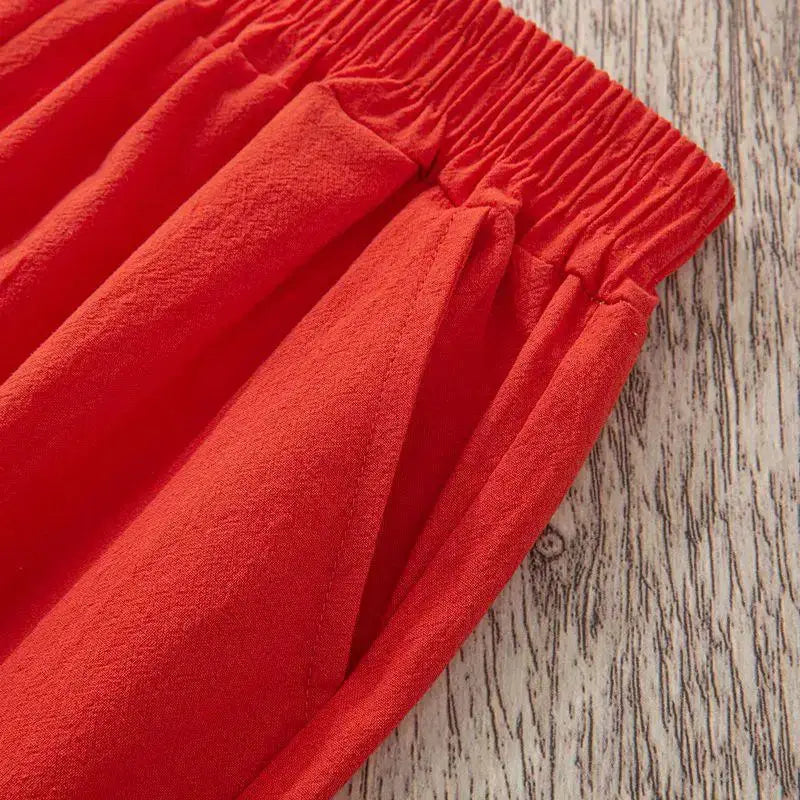 LumaWear Women Summer Casual Loose Harem Pants Elastic Waist Breathable Cotton Linen Blend