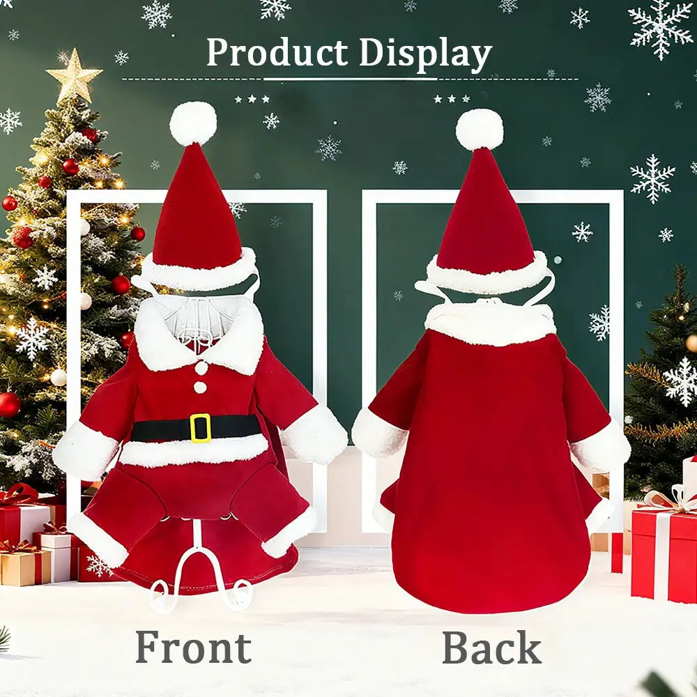Christmas Pet Costumes Santa Claus Outfit For Small And Medium Dogs Cats Cute Kitten Sphynx Holiday Dress Up Apparel