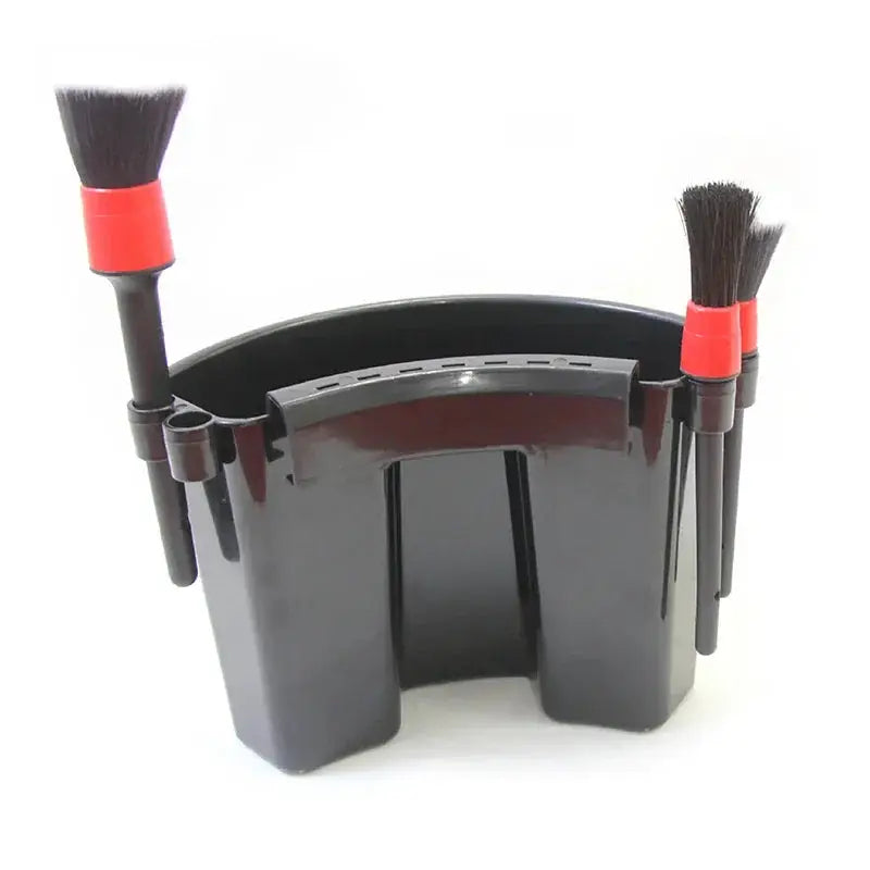 Simples Market universal bucket organizer for car detailing with three brushes, black plastic hanging barrel.