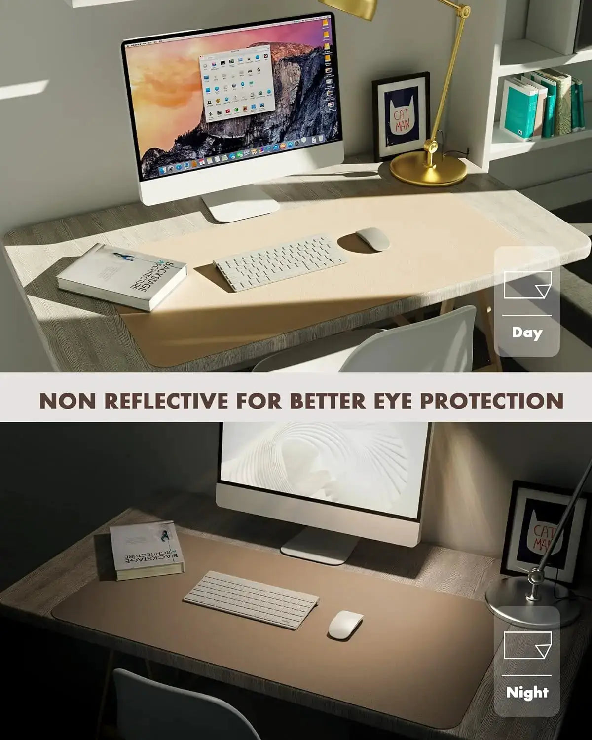 Double Sided Desk Pad Leather And Cork Desk Mat Waterproof Large Mouse Pad For Office And Home