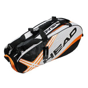 HEAD tennis racket backpack with capacity for 3–6 racquets and separate shoe compartment, white with orange accents