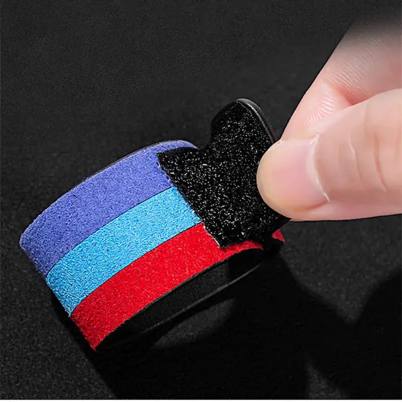 Car steering wheel booster band in purple, blue and red suede universal fit
