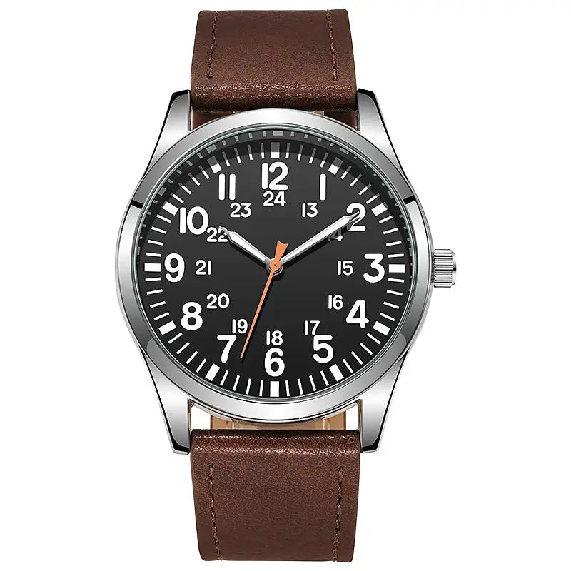 Aviator Works Pilot Collection Watch With Easy Reading 24H Display And Japanese Quartz Movement Luminous Dial 41mm Case