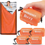 Simples Market Emergency Bivvy five-pack; orange Mylar survival bivvy sacks with cords for outdoor camping