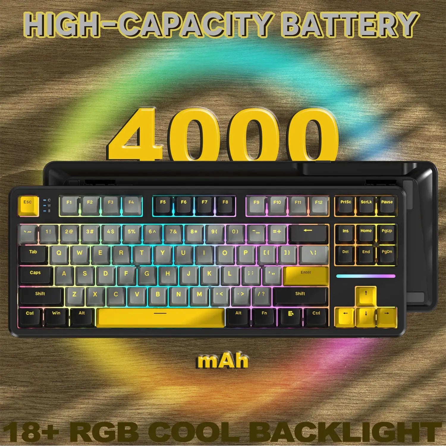 ATTACK SHARK X87 wireless mechanical gaming keyboard by Simples Market with rainbow RGB backlight