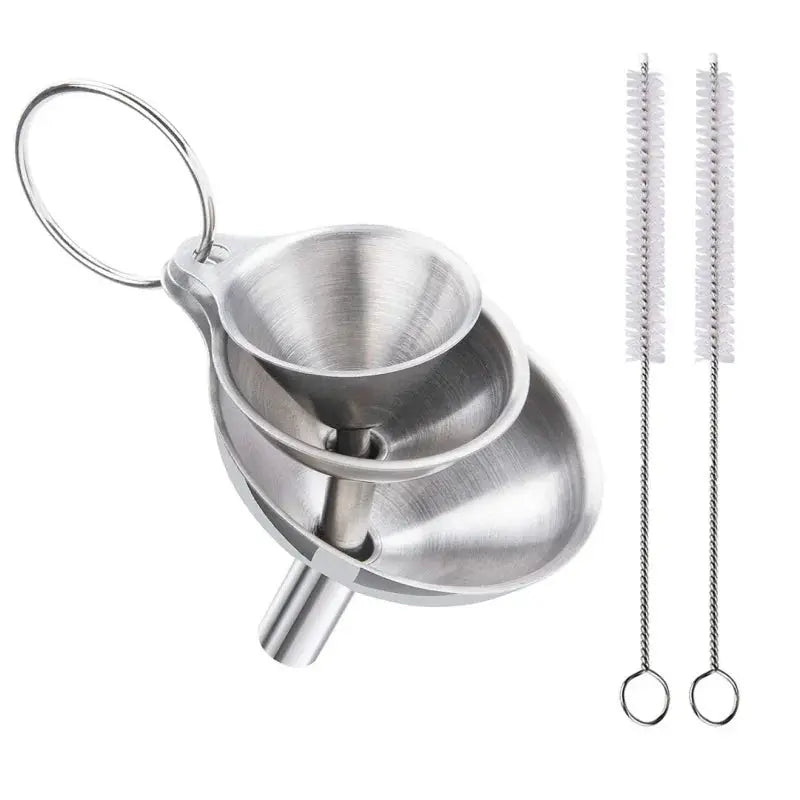 3 Pcs Stainless Steel Kitchen Funnels Set Food Grade 304 Stainless Steel For Filling Bottles Essential Oils Spices