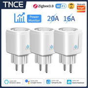 TNCE EU plug smart socket (3-pack) with power monitor, WiFi or Zigbee3.0, 16/20A, works with Alexa and Google Home
