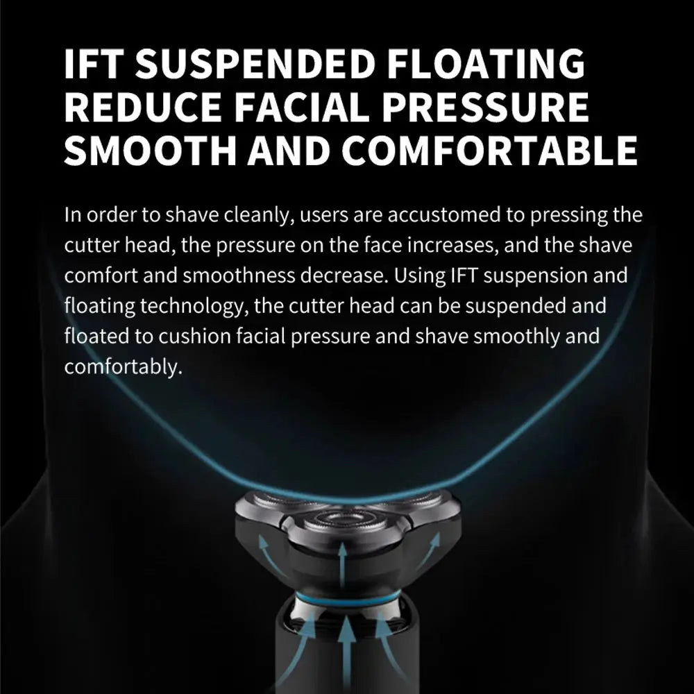 MIJIA S500 electric shaver by Simples Market with triple blades and floating head, black with blue accents