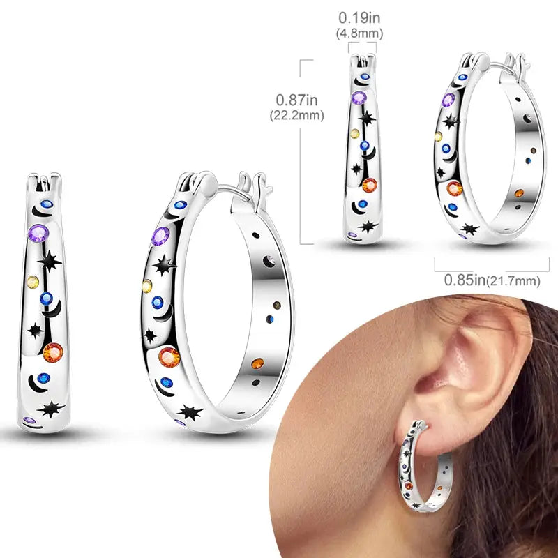 925 Sterling Silver Hoop Earrings Hypoallergenic Zirconia Hoops For Women Girls High Quality Fashion Jewelry