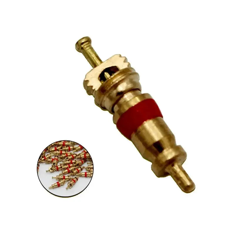 Copper tire valve core removal tool kit with zinc-plated wrench by Simples Market; set of valve cores