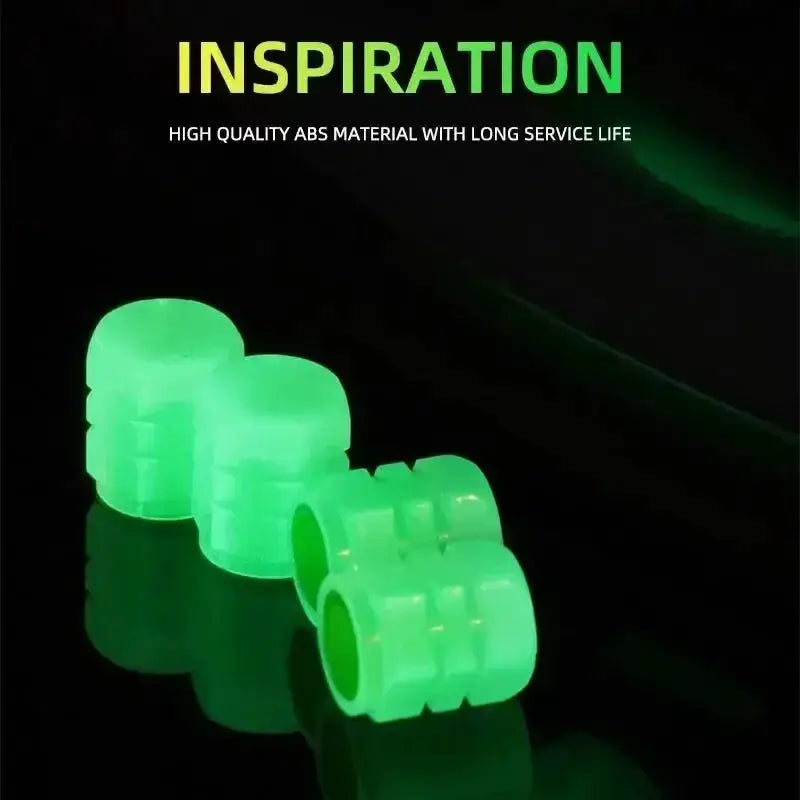 8 Pieces Luminous Valve Stem Caps For Motorcycle Bicycle Car Truck Fluorescent Night Glowing Safety Decor