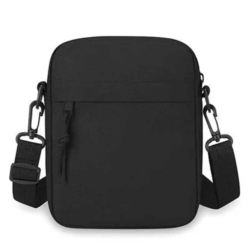 Crossbody bag for men and women, black, lightweight single-shoulder design with adjustable strap and front zip pocket
