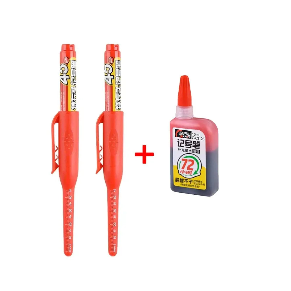 45mm Waterproof Long Head Marker Pen for Deep Hole Marking Tile Carpentry Woodworking Multi Purpose Ink Black Blue Red