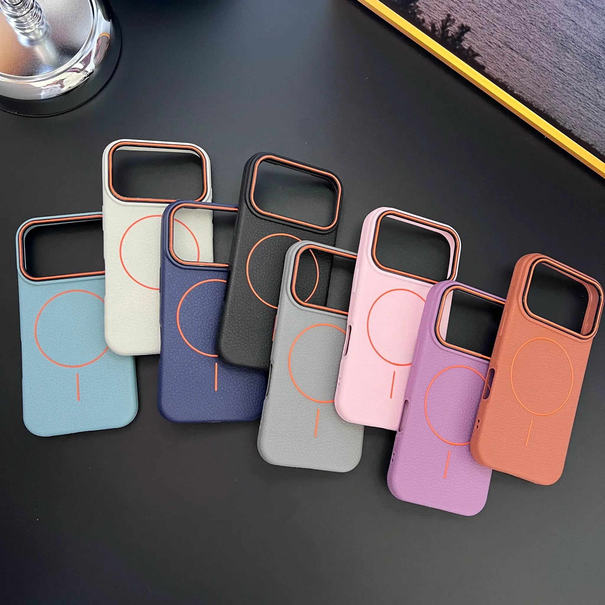 Frosted Hit Color Lichee Pattern MagSafe Phone Case For iPhone 11 Through 17 Pro Max Soft TPU Finish