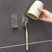 Stainless Steel Wall Mounted Toothbrush Holder With Adhesive Cup Holder Space Saving Bathroom Organizer