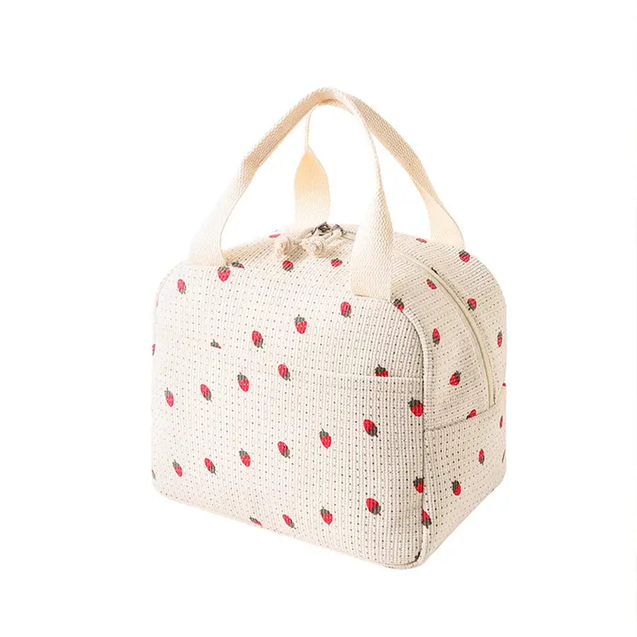 FloralPulse Printed Floral Insulated Lunch Bag With Waterproof Portable Thermal Cooler For Office Or Camping