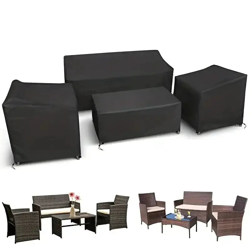 Patio furniture covers 4-piece set, Simples Market, heavy-duty waterproof windproof, for rattan outdoor furniture