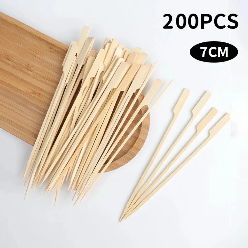 100 Pcs Natural Bamboo Skewers Disposable BBQ Sticks For Kabob Fruit Cocktail Camping Party Grilling Tools