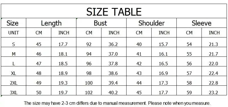 Vintage summer lace blouse size chart with S-3XL bust, length, shoulder, and sleeve measurements
