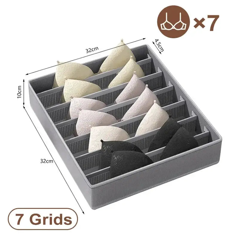 7-grid gray underwear organizer storage box by Simples Market for bras and panties