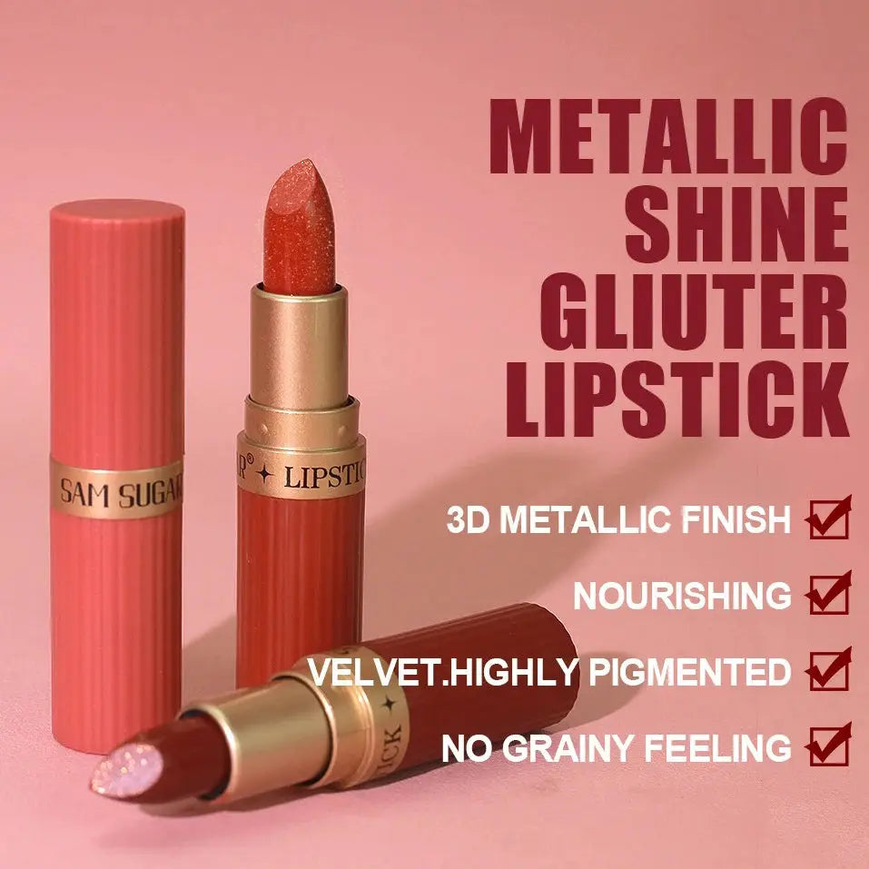 Pearlescent Pink Glitter Velvet Lipstick Waterproof Long Lasting Matte Shimmer Diamond Lipstick For Women Makeup Cosmetic