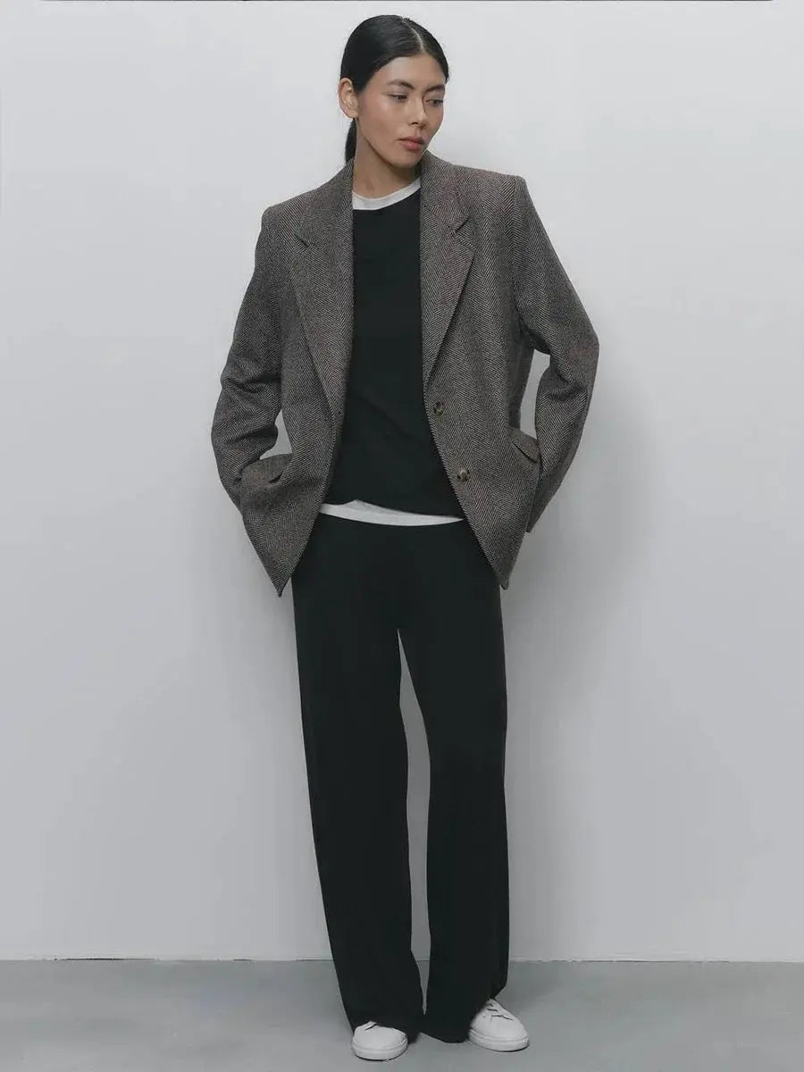 Hirsionsan Modal Soft Loose Set Women Long Sleeve Top High Waist Pants
