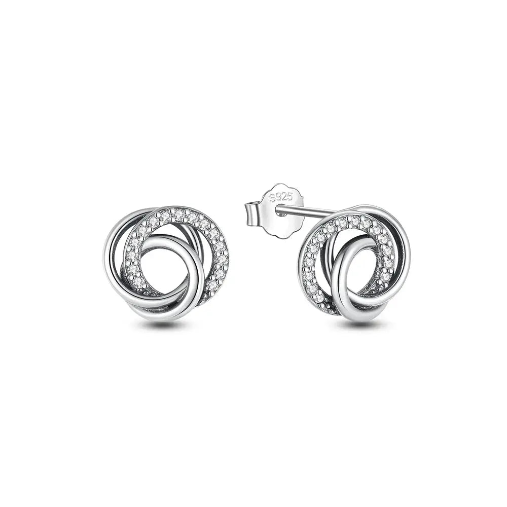 925 Sterling Silver Stud Hoop Earrings For Women Crystal Zircon Rose Gold Crown Heart Infinity Bee Design Jewelry