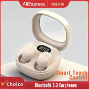 Simples Market VIKEFON Bluetooth 5.3 wireless earbuds in cream charging case with smart touch control