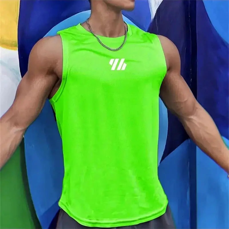 Summer Mesh Gym Vest For Men Sleeveless Tank Top High Quality Fitness Sports Shirt