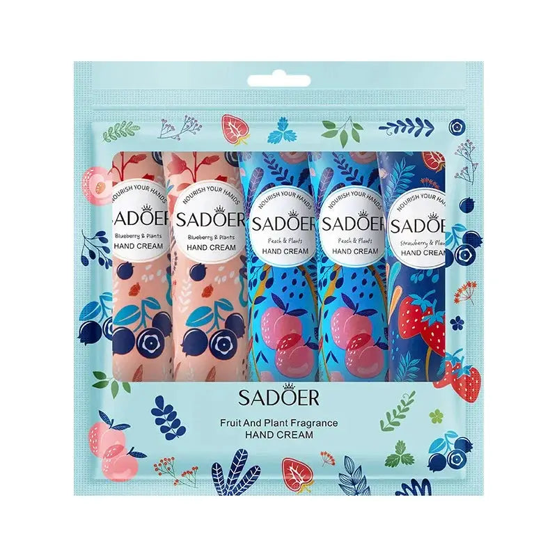 5 Piece Fruit And Plant Scented Hand Cream Set Moisturizing Repair For Dry Hands Skin Care
